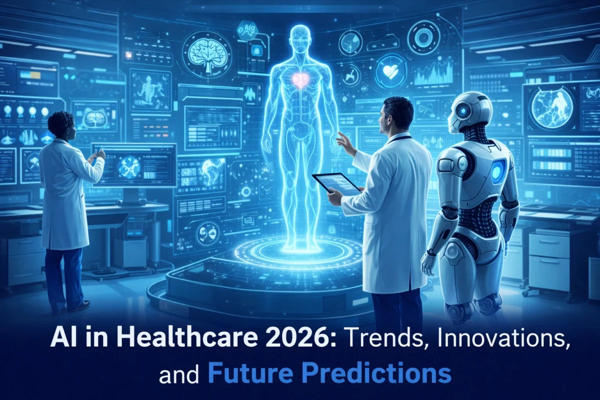 AI in Healthcare 2026 showing doctors using artificial intelligence for medical diagnosis and patient care