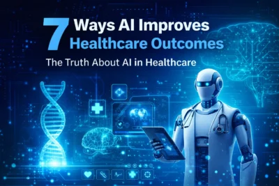 AI improving healthcare outcomes with digital doctor, medical data and technology interface